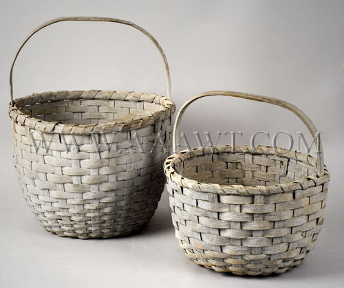 Woven Baskets Pair; Similar Weave and Paint
New England
Late 19th Century, entire view